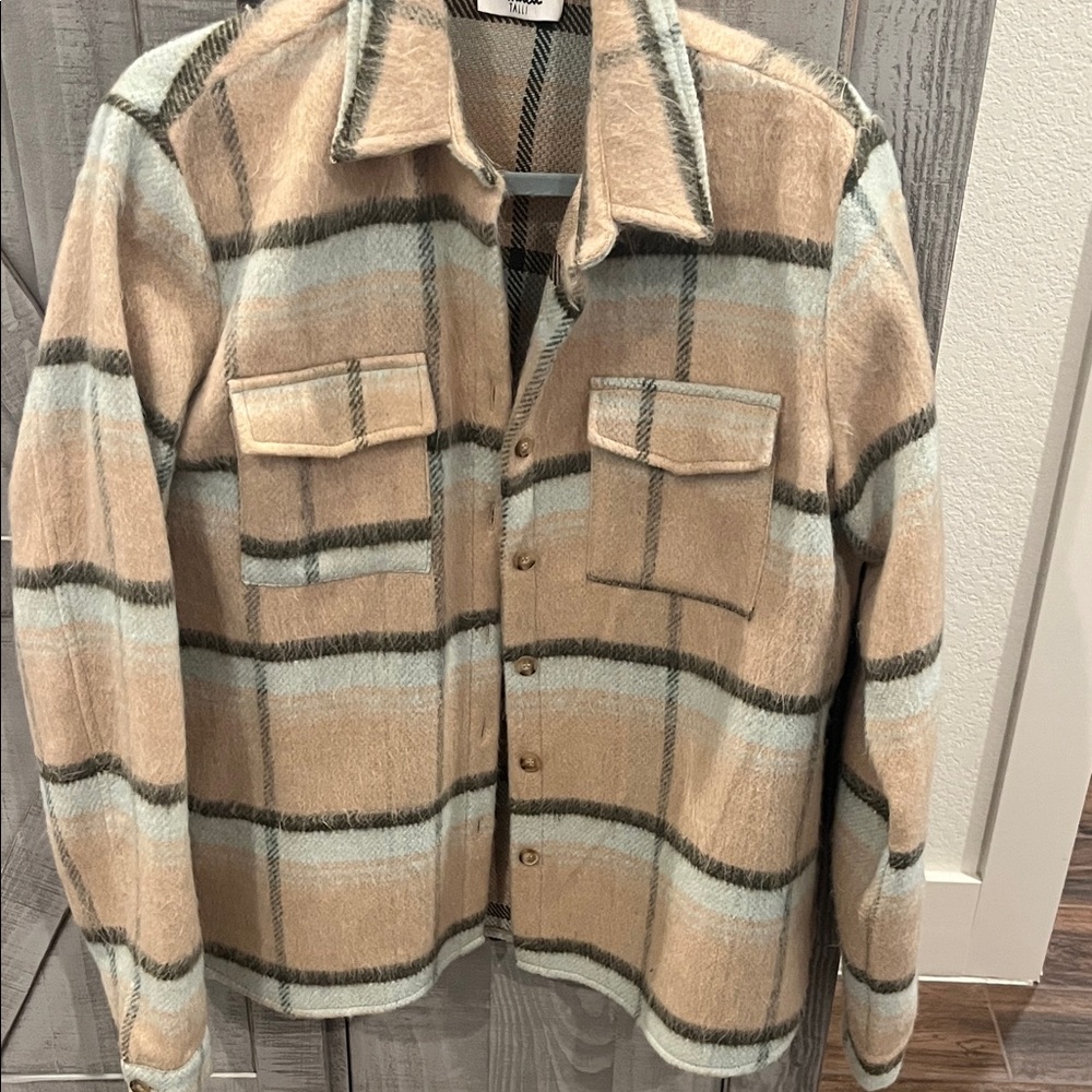 Tall ladies….Plaid Tan and Black/Mint Shacket